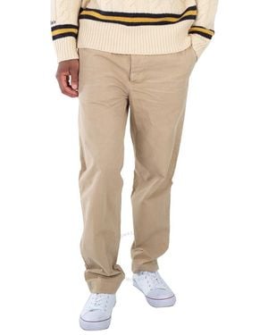 Polo Ralph Lauren Surrey Tan Pleated Canvas Trousers - Natural