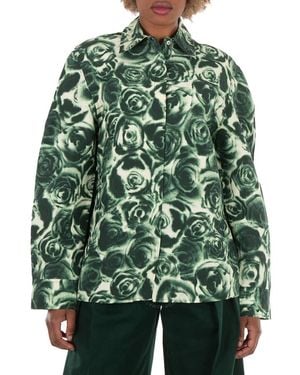 Burberry Rose Taffeta Blouse, Brand Size 6 Us - Green