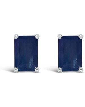 Haus of Brilliance 14K 6X4Mm Emerald Shaped Sapphire Solitaire Stud Earrings - Blue