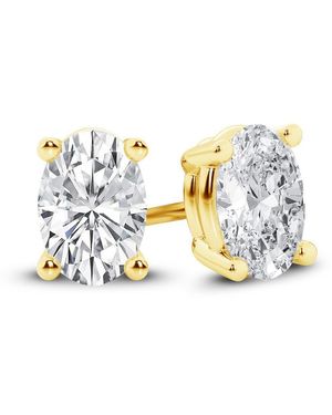 Brilliant Diamond 14K Igi Certified 1 Carat Oval Cut Lab Grown Diamond Stud Earrings For Vs Clarity, E-F Colour - Metallic
