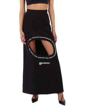 Burberry Montage Print Step-Through Skirt, Brand Size 8 (Us - Black