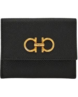 Ferragamo Gancini Credit Leather Card Holder - Black