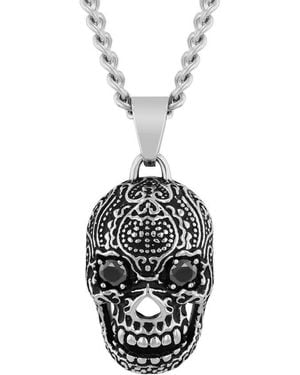 Robert Alton Stainless Steel And Spinel Skull Pendant - Metallic