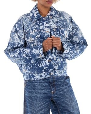 Stella McCartney Animal Forest-Print Denim Cotton Jacket - Blue