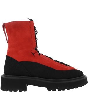 Ferragamo Ferragamo Atlante Hybrid Combat Boots, Size 9 - Red