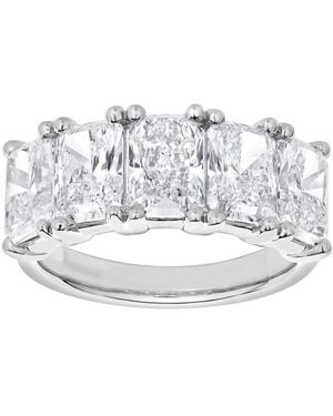 Brilliant Diamond 4.50 Carat Radiant Cut Lab Grown Five-Stone Diamond Ring Set - Metallic