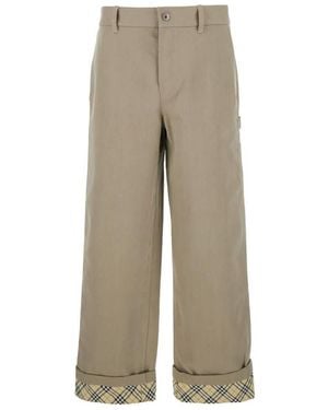 Burberry Cotton Carpenter Trousers, Brand Size 46 (Waist - Natural