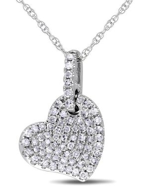 Amour 1/4 Ct Tw Diamond Pave Heart Pendant With Chain - White