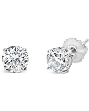 Haus of Brilliance Igi Certified 14K 1 1/2 Cttw Round Diamond Solitaire Stud Earrings With Screwbacks (F-G Colour, I1-I2 Clarity) - Metallic