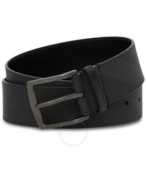 Burberry London Check Pattern Leather Belt - Black