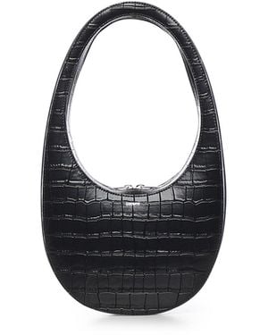 Coperni Croco Swipe Leather Shoulder Bag - Black