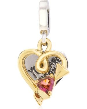 PANDORA Engravable Heart & Arrow Double Dangle Sterling Charm - Metallic