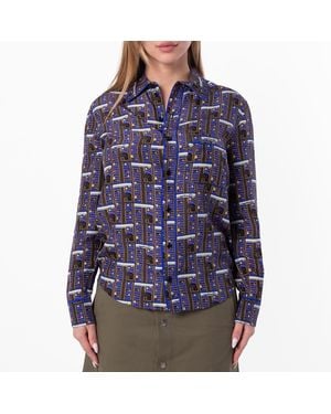 Burberry Bus Silk Shirt, Brand Size 12 Us - Grey