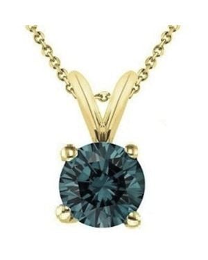 Maulijewels Round 0.20 Carat Diamond Solitaire Pendant - Metallic