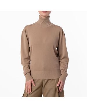 Burberry Ekd Wool Rollneck Jumper - Natural
