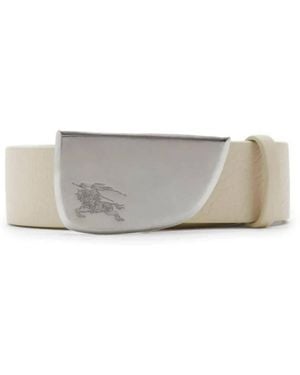 Burberry Shield Buckle Leather Belt - Grey