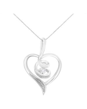 Espira 10K 1/25Ct Tdw Round-Cut Diamond Swirl Heart Pendant Necklace (I-J, I2-I3) - Metallic