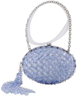 Self-Portrait Self-Portrait Crystal Chain Oval Clutch - Blue