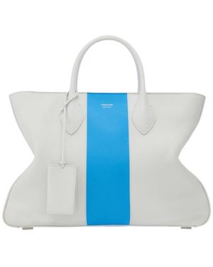 Ferragamo Striped Leather Tote Bag - Blue