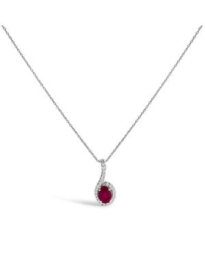 Haus of Brilliance 10K Ruby And Diamond Accent Teardrop Pendant Necklace - Metallic