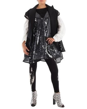 Sacai Ladies Layered Blazer Vest With Sequined Dress, Brand Size 2 - Black