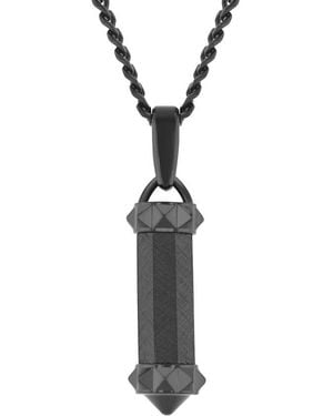 Robert Alton Stainless Steel Textured With Finish Barrel Pendant - Metallic