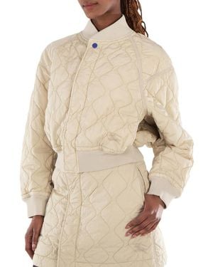 Burberry Ladies Quilted Bomber Jacket - Natural