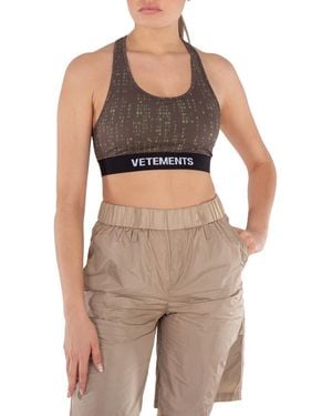Vetements Code Print Sports Bra - Natural