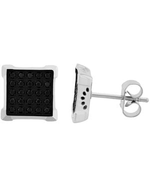 Robert Alton 1/4Ctw Diamond Stainless Steel Square Stud Earrings - Black