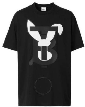 Burberry Tb Monogram Rabbit Print Cotton T-shirt - Black