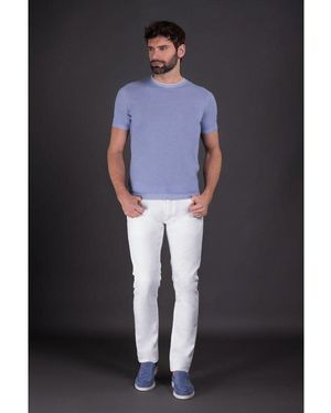 Moorer Light Short Sleeve Jumper - Blue