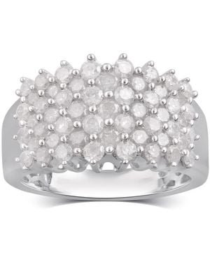 DiamondMuse 2.00 Cttw Diamond Cluster Sterling Anniversary Band For - Gray