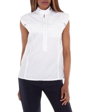Burberry Half-Zip High-Neck Cotton Tank Top, Brand Size 8 (Us - White
