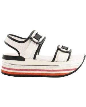 Hogan H222 Platform Mesh Sandals - White