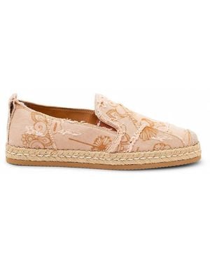 Hogan Floral-Print Frayed Espadrille - Natural