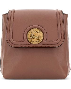 Chloé Antiqued Leather Horse Medal Backpack - Brown