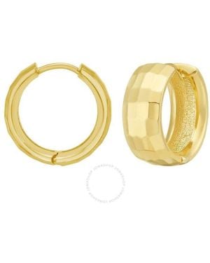 Tresorra 14K Checkerboard Patterned Hoop Earrings - Metallic