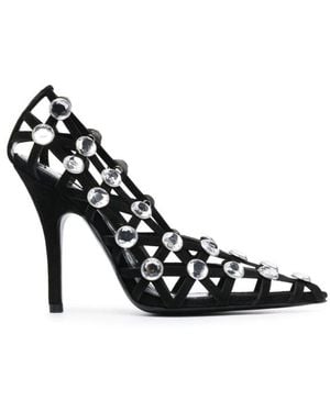 The Attico Grid 105Mm Rhinestone-Embellished Pumps - Black