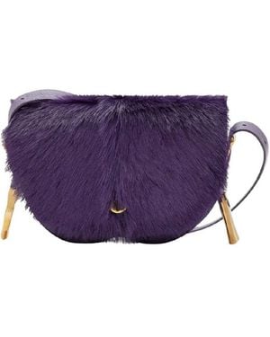 Burberry Small Calf Hair Chess Satchel Bag - Purple