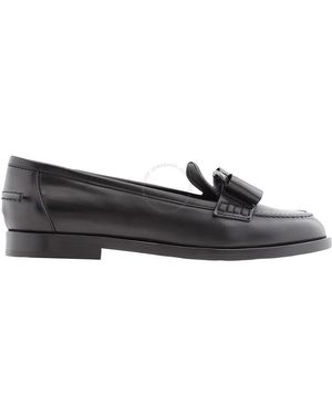 Ferragamo Salvatore Vivaldo Viva Leather Loafers - Black