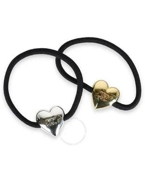 Celine Triomphe Heart Logo Elastic Hair Band Set - Black