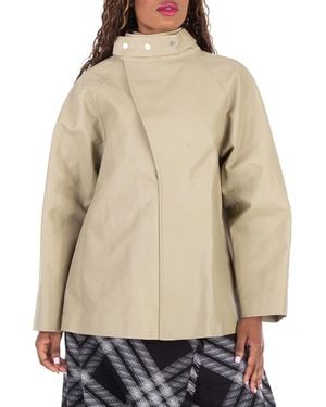 Burberry Puttee Collar Leather Jacket, Brand Size 6 Us - Green