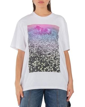 Stella McCartney Lucky Spot Daisy Field Cotton T-Shirt - Blue