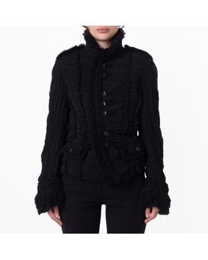 Burberry Pleated Silk Tailored Jacket, Brand Size 4 Us - Black