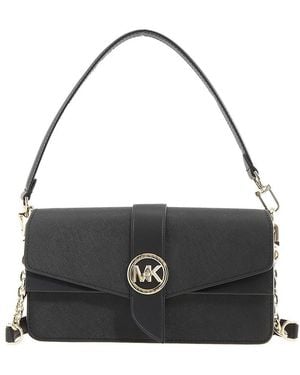 Michael Kors Ladies Greenwich Medium Saffiano Leather Shoulder Bag - Black