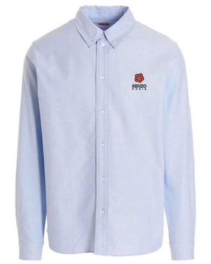 KENZO Boke Flower Embroidered Long-Sleeve Shirt, Brand Size 45 (Neck - Blue