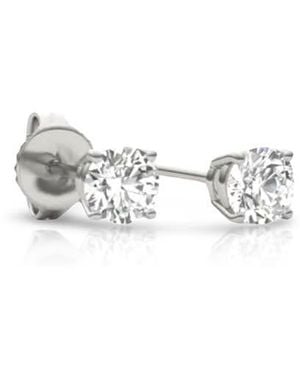 Tresorra 14K Round Cut Earth Mined Diamond Stud Earrings - White
