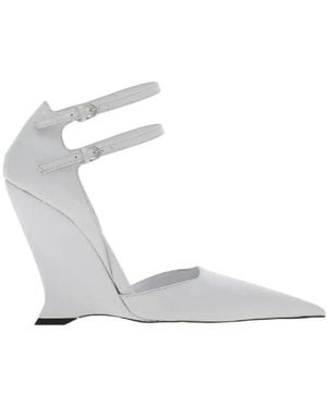 Ferragamo Vidya Wedge Heel Leather Court Shoes - White