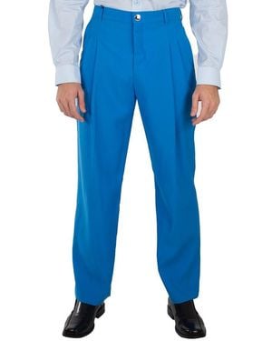 Burberry Vivid Wool Tailored Trousers, Brand Size 54 (Waist - Blue