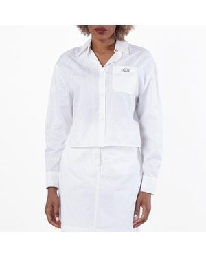 Versace Barocco Jacquard Cropped Shirt, Brand Size 38 Us - White